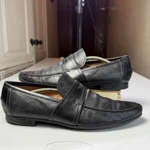 Gucci GG Monogram Men's Driving Loafers Black Leather Italy • Size 10.5